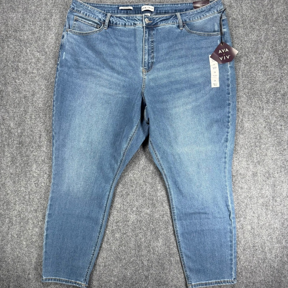 Ava & Viv Women's 26 Blue High Rise Skinny Stretch Jeans NWT Plus Size